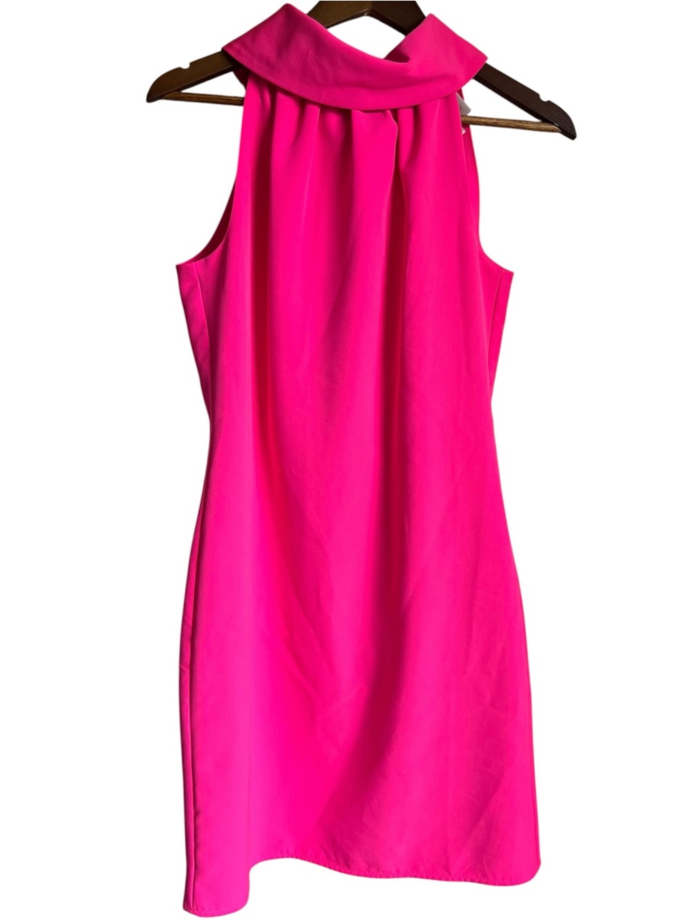 Sail To Sable Size XS Fuchsia Cowl Neck Button Back Retro Mini Dress *Flaw